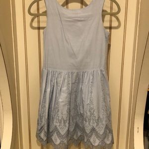 EGG BLUE DRESS WITH INTRICATELY EMBROIDERED BOTTOM